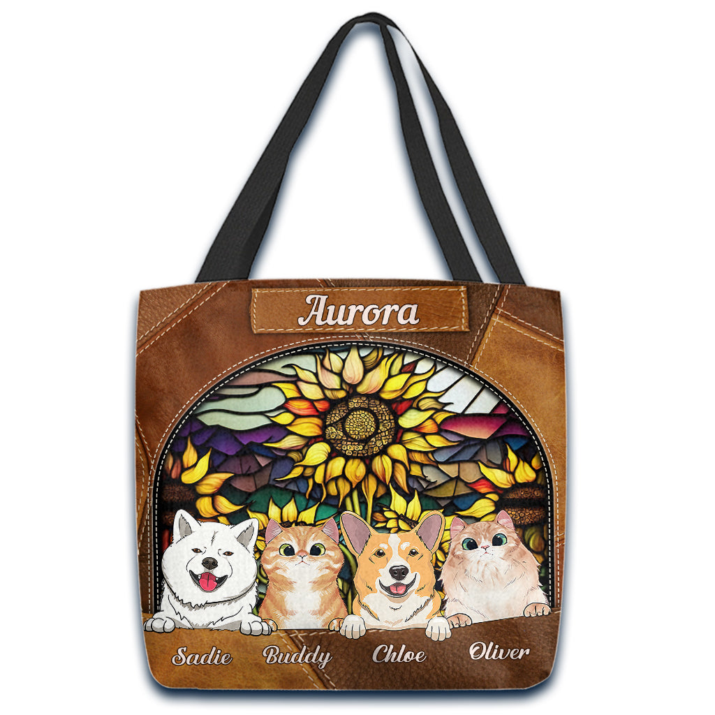 You Are My Sunshine Sunflower Stained Glass - Personalized Dog Tote Bag