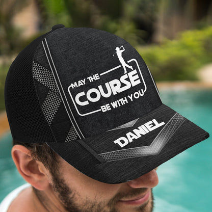 May The Course Be With You - Personalized Golf Trucker Hat (Black Mesh)