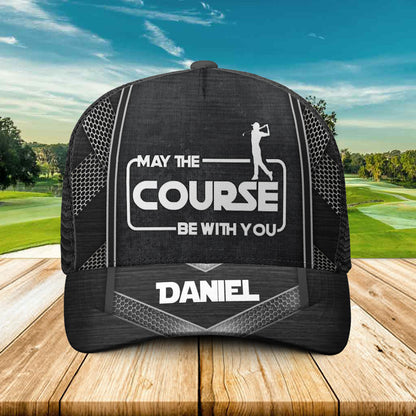 May The Course Be With You - Personalized Golf Trucker Hat (Black Mesh)