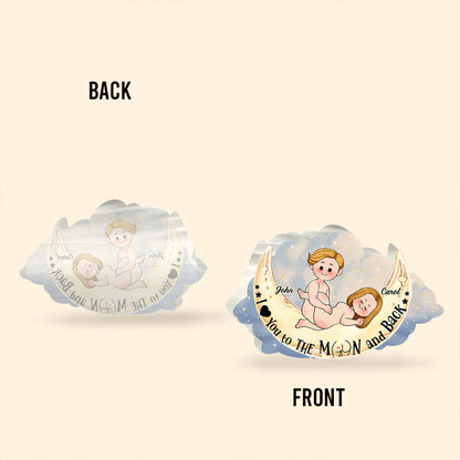 Love You To The Moon And Back - Personalized Couple Custom Shaped Acrylic Plaque