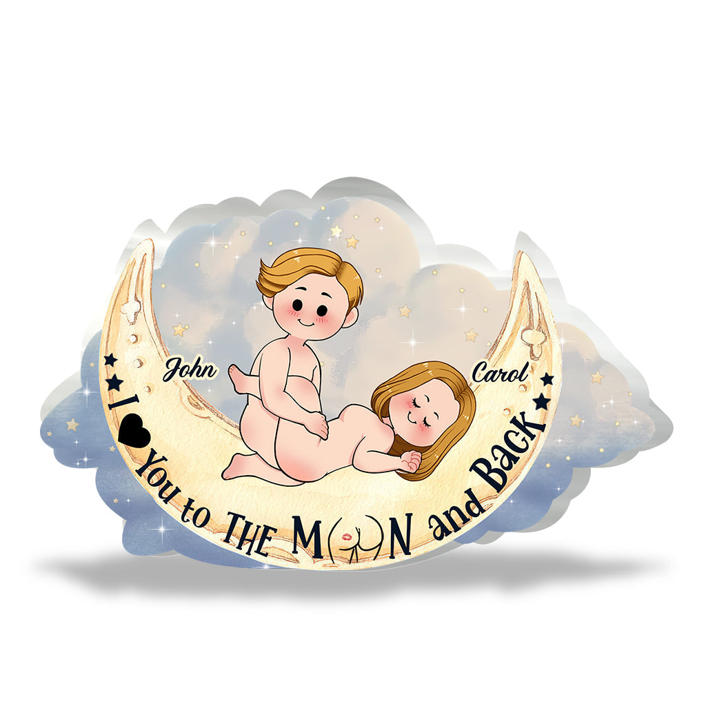 Love You To The Moon And Back - Personalized Couple Custom Shaped Acrylic Plaque