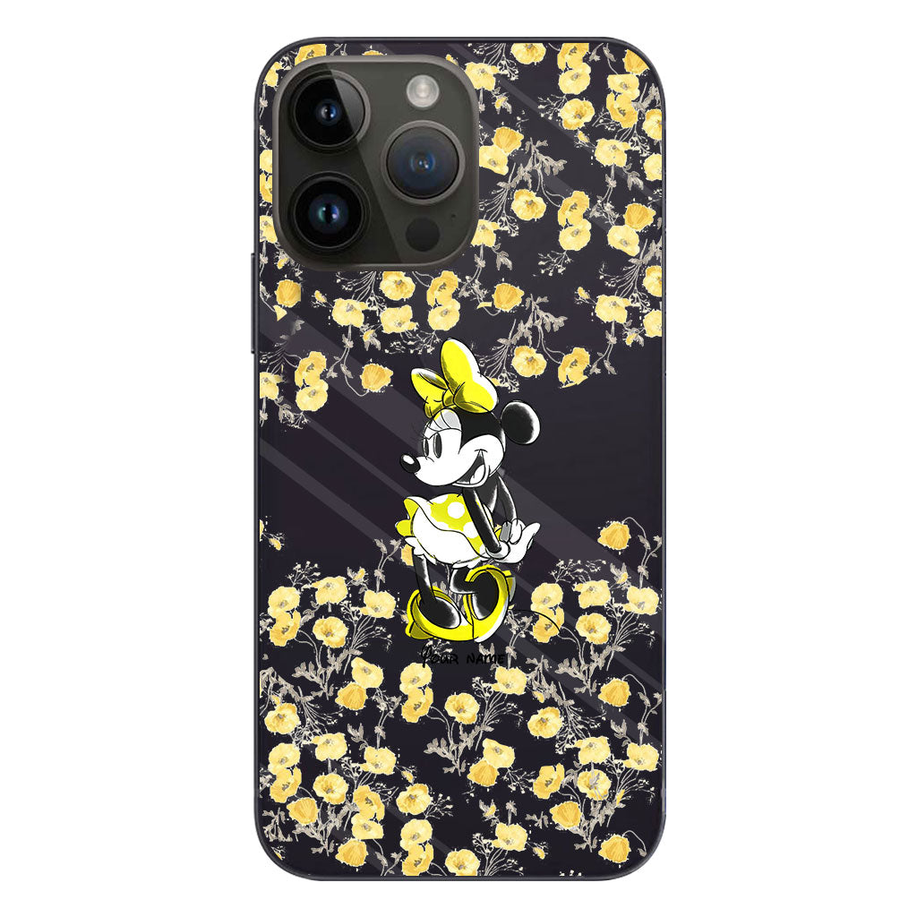 Yellow Floral - Personalized Mouse Clear Phone Case