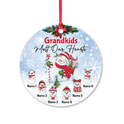 Grandkids Melt Our Heart - Personalized Grandma Ornament (Printed On Both Sides)