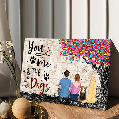You And Me And The Dogs - Personalized Dog Canvas And Poster