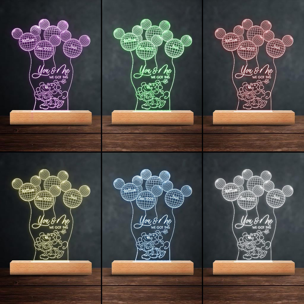 You And Me We Got This - Personalized Couple Mouse Shaped Plaque Light Base
