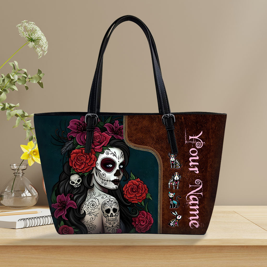 Day Of The Dead - Personalized Latina Women Leather Bag