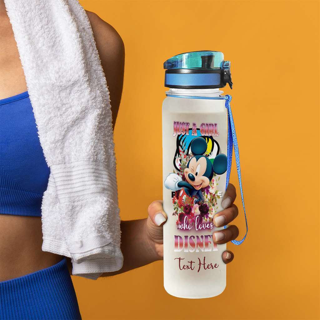 Just A Girl Who Loves - Personalized Mouse Water Tracker Bottle