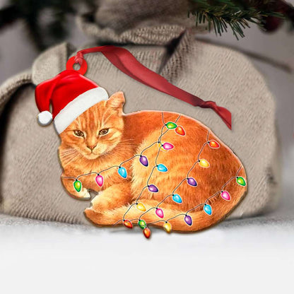 Christmas Light Orange Cat Cute - Cat Ornament (Printed On Both Sides) 1122