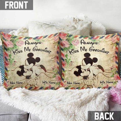 Always Kiss Me Goodnight - Personalized Mouse Throw Pillow