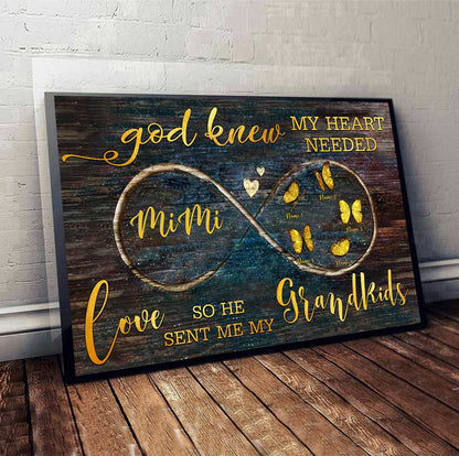 God Knew My Heart Needed Love - Personalized Grandma Poster