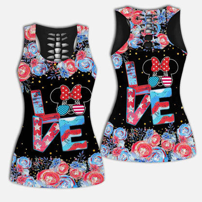 Happy 4th Of July - Independence Day Mouse Hollow Tank Top and Leggings