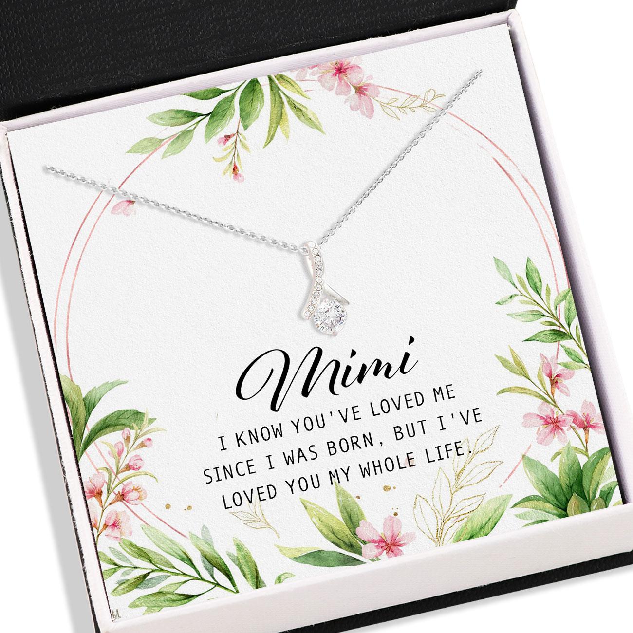To Mimi Message For Grandma Mimi Gifts - Grandma Petite Ribbon Necklace 0921