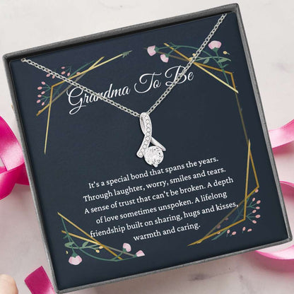 Grandma To Be Special Bond Gift For Grandmother To Be New Grandma Gift - Grandma Petite Ribbon Necklace 0921