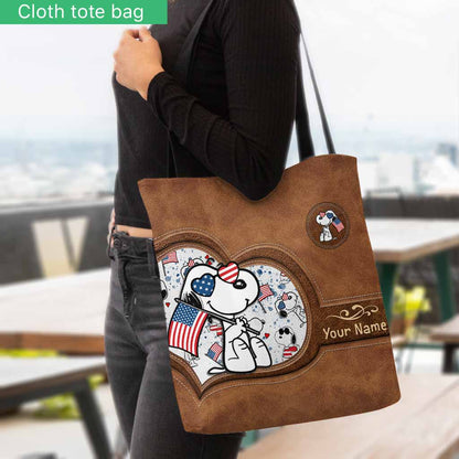 Lovely White Dog - Personalized Independence Day Tote Bag