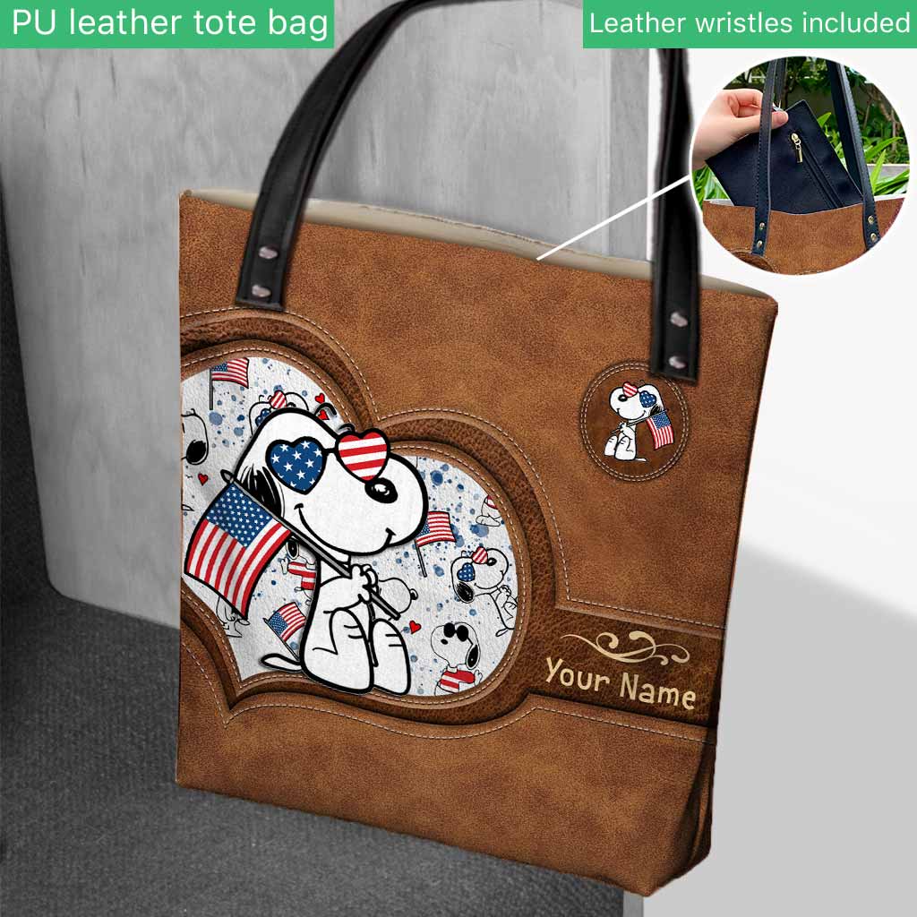 Lovely White Dog - Personalized Independence Day Tote Bag