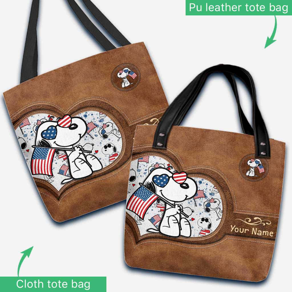 Lovely White Dog - Personalized Independence Day Tote Bag