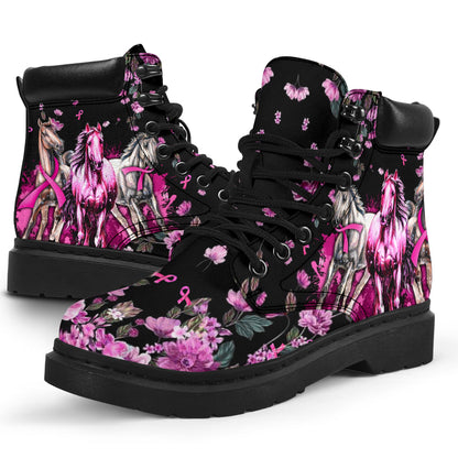 Never Give Up Breast Cancer Awareness All Season Boots 0622
