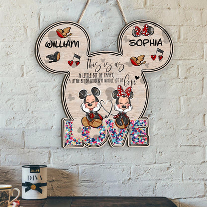 This Is Us - Personalized Couple Mouse Wood Sign