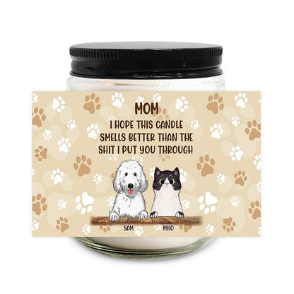 Cat Mom Cat Dad Funny Gift - Personalized Mother's Day Dog Candle