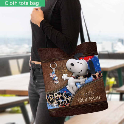 White Dog Independence - Personalized Independence Day Tote Bag