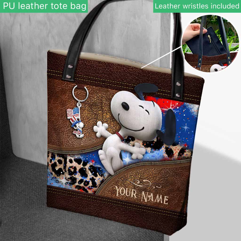 White Dog Independence - Personalized Independence Day Tote Bag