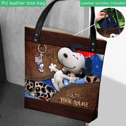 White Dog Independence - Personalized Independence Day Tote Bag