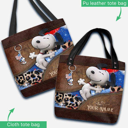 White Dog Independence - Personalized Independence Day Tote Bag