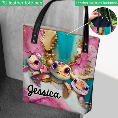 Salty Lil' Beach - Personalized Turtle Tote Bag
