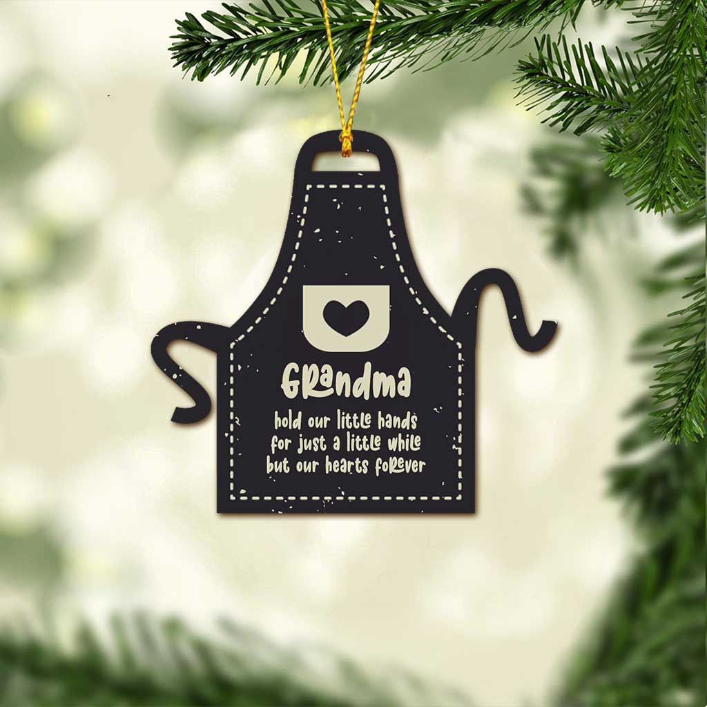 Grandma's Apron With Lovely Handprints - Personalized Christmas Grandma Ornament (Printed On Both Sides)