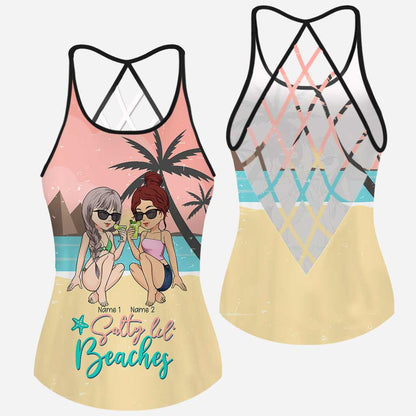 Salty Lil' Beaches - Personalized Bestie Cross Tank Top