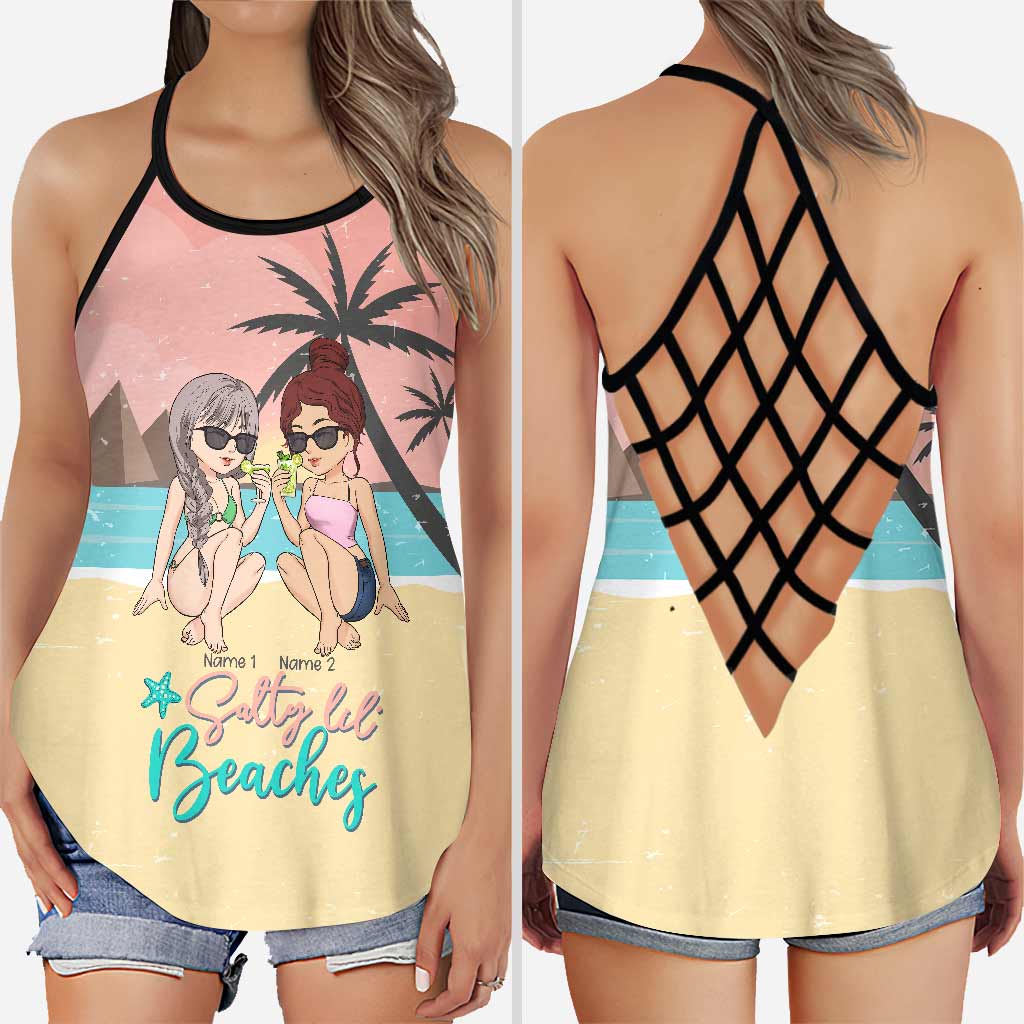 Salty Lil' Beaches - Personalized Bestie Cross Tank Top