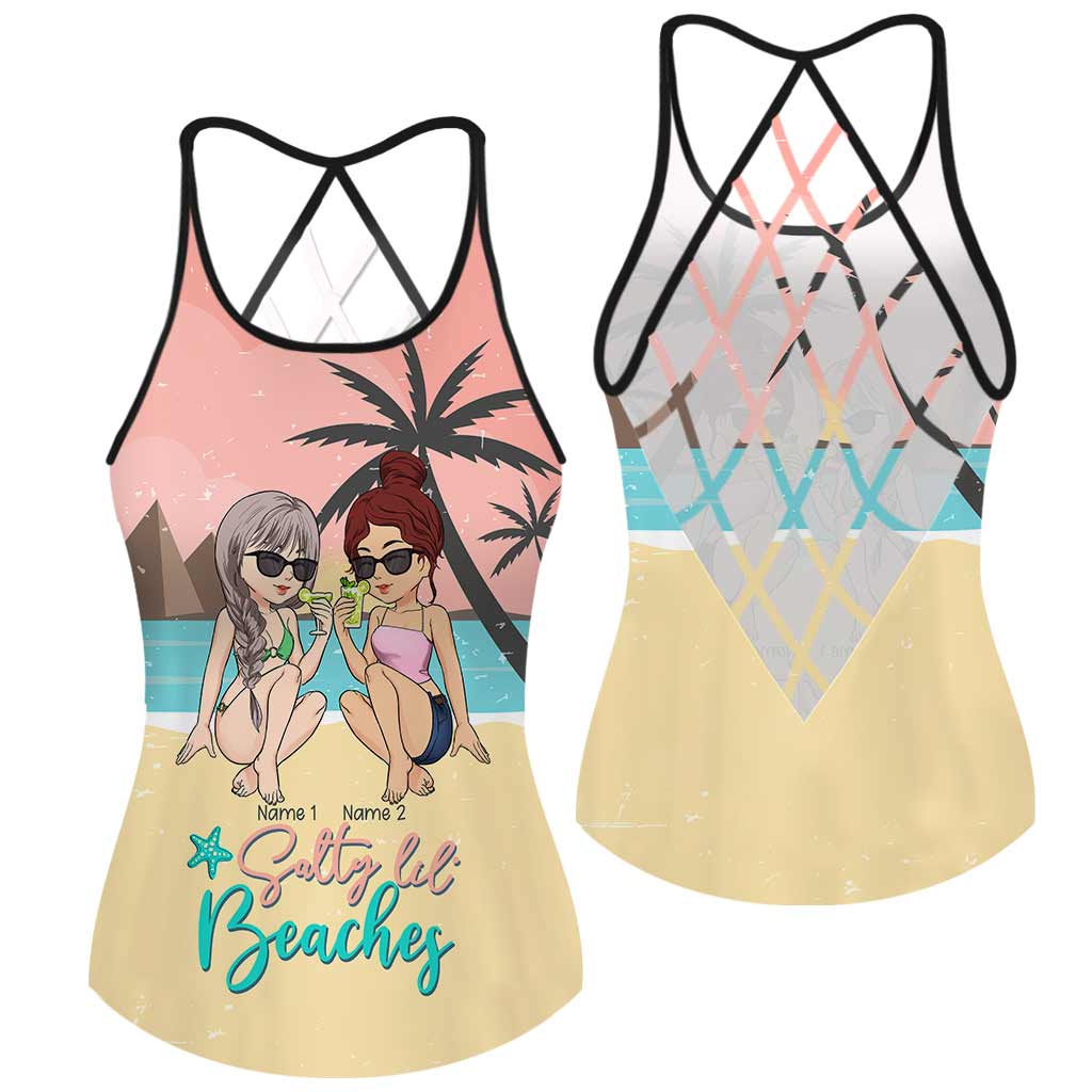 Salty Lil' Beaches - Personalized Bestie Cross Tank Top