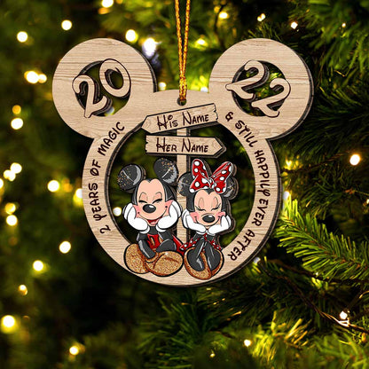 Annoying Each Others For Years And Still Happily Ever After - Personalized Christmas Mouse Ornament (Printed On Both Sides)