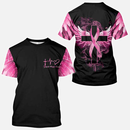 Breast Cancer True Cross Wings Breast Cancer Awareness All Over T-shirt and Hoodie
