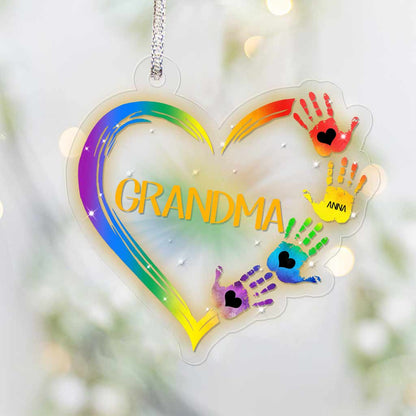 Love Heart Hands - Personalized Grandma Transparent Ornament