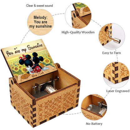 You Are My Sunshine - Personalized Couple Mouse Hand Crank Music Box
