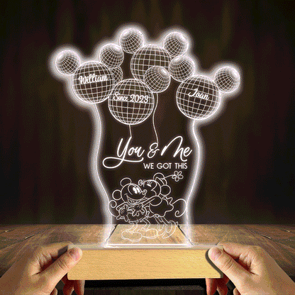 You And Me We Got This - Personalized Couple Mouse Shaped Plaque Light Base