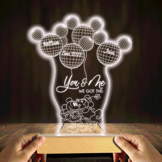 You And Me We Got This - Personalized Couple Mouse Shaped Plaque Light Base