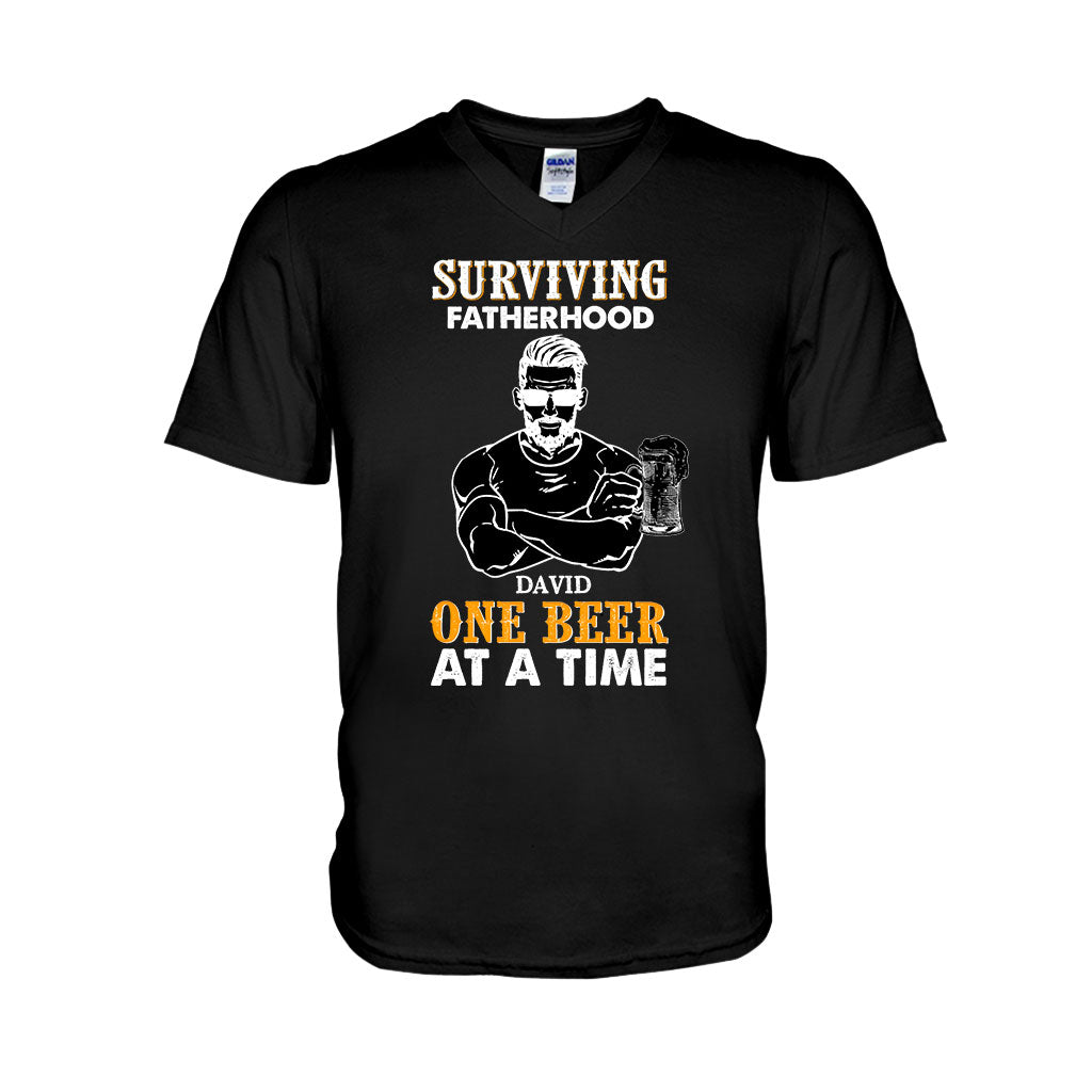 Surviving Fatherhood One Beer At A Time - Personalized Father's Day T-shirt and Hoodie