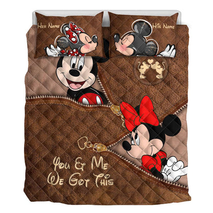 You & Me We Got This - Personalized Couple Mouse Quilt Set