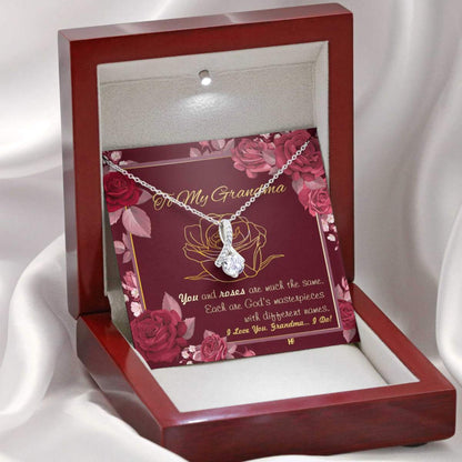 Gift For Your Grandma With Roses - Grandma Petite Ribbon Necklace 0921