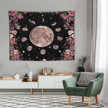 Celtic Celtic Wicca Moon Phases Flowers Starry Night - Witch Wall Tapestry 0822