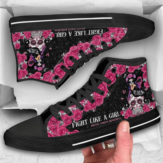 Fight Like A Girl Breast Cancer Awareness High Top Shoes 0622
