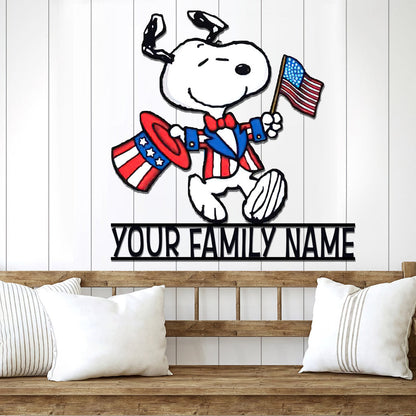 Happy Freedom Family - Personalized Independence Day Cut Metal Sign