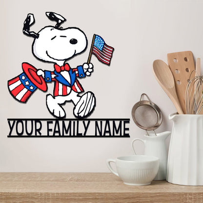 Happy Freedom Family - Personalized Independence Day Cut Metal Sign