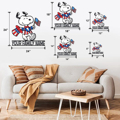 Happy Freedom Family - Personalized Independence Day Cut Metal Sign