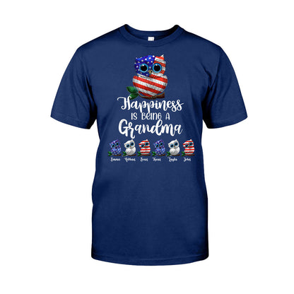 Happiness Is Being A Grandma - Personalized Independence Day T-shirt and Hoodie