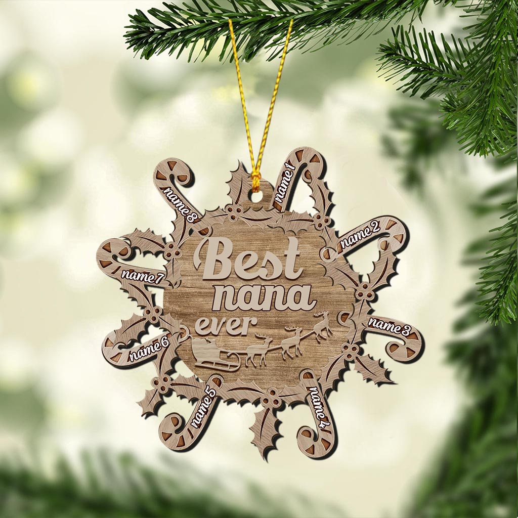 Best Grandma Ever - Personalized Christmas Grandma Ornament (Printed On Both Sides)