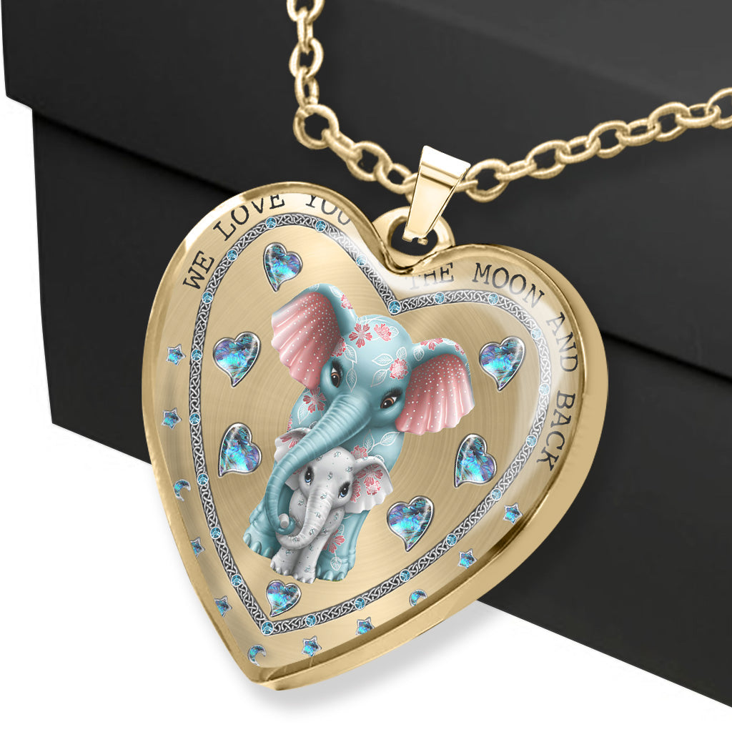 To The Moon And Back - Personalized Mother's day Grandma Heart Pendant Necklace