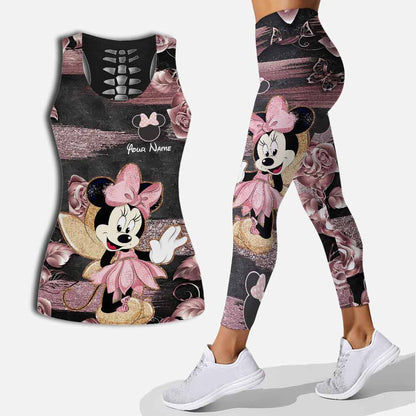 Little Pink Mouse Ears - Personalized Hollow Tank Top and Leggings